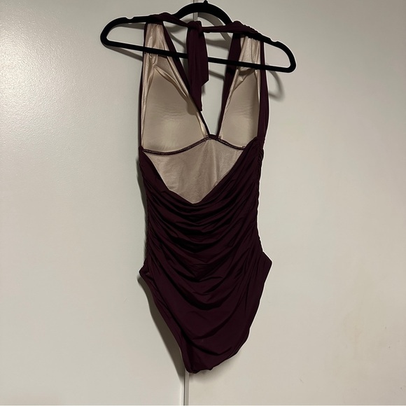 Victoria's Secret Padded Shaping Ruched One Piece Swimsuit Burgundy Size Large - Picture 7 of 7